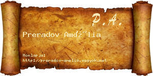 Preradov Amélia névjegykártya
